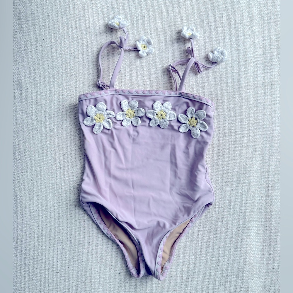 Shade Critters Palm Beach crochet daisy One piece Swimsuit, sz 2T